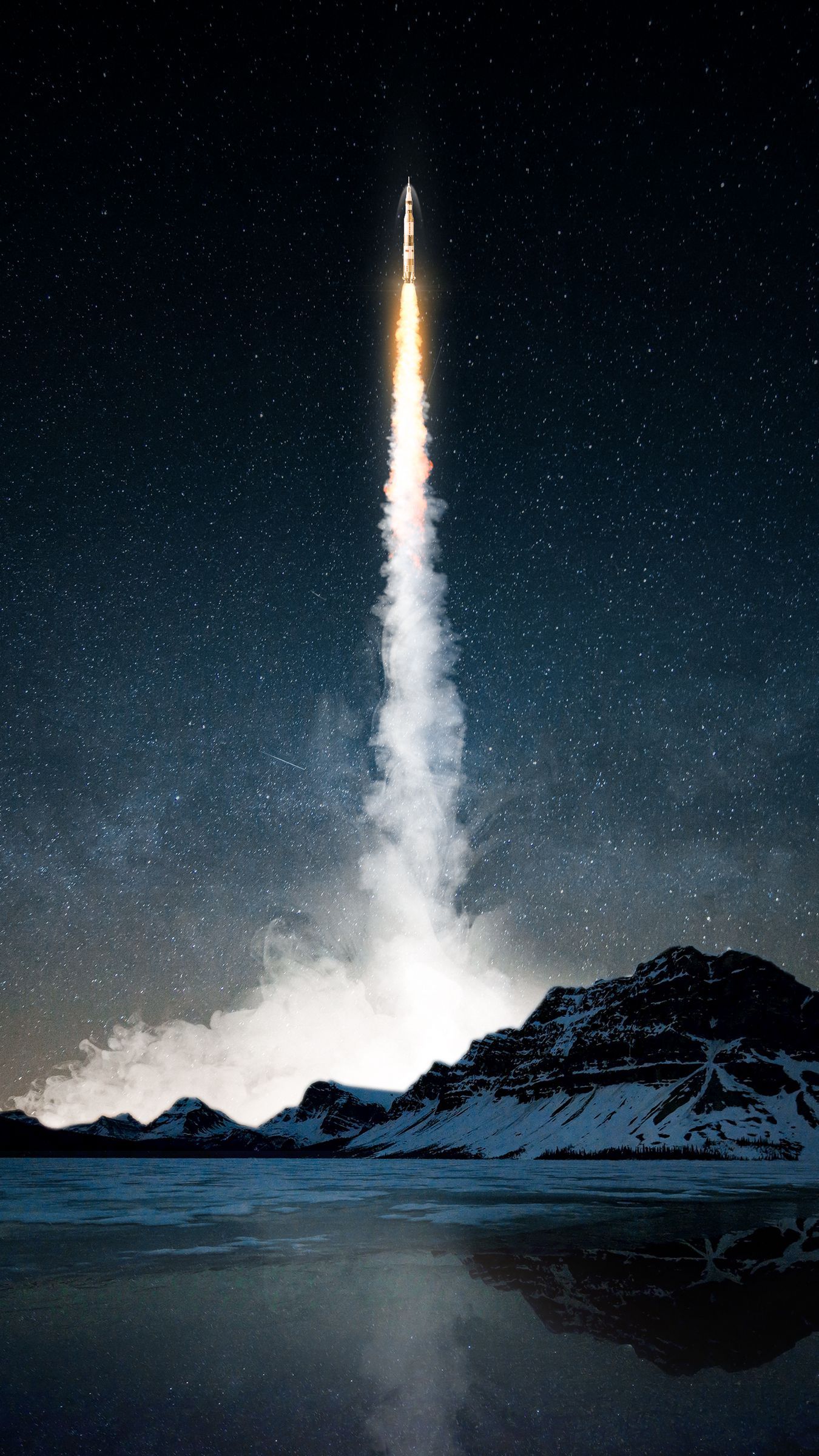Rocket Flying Over Mountains Wallpapers