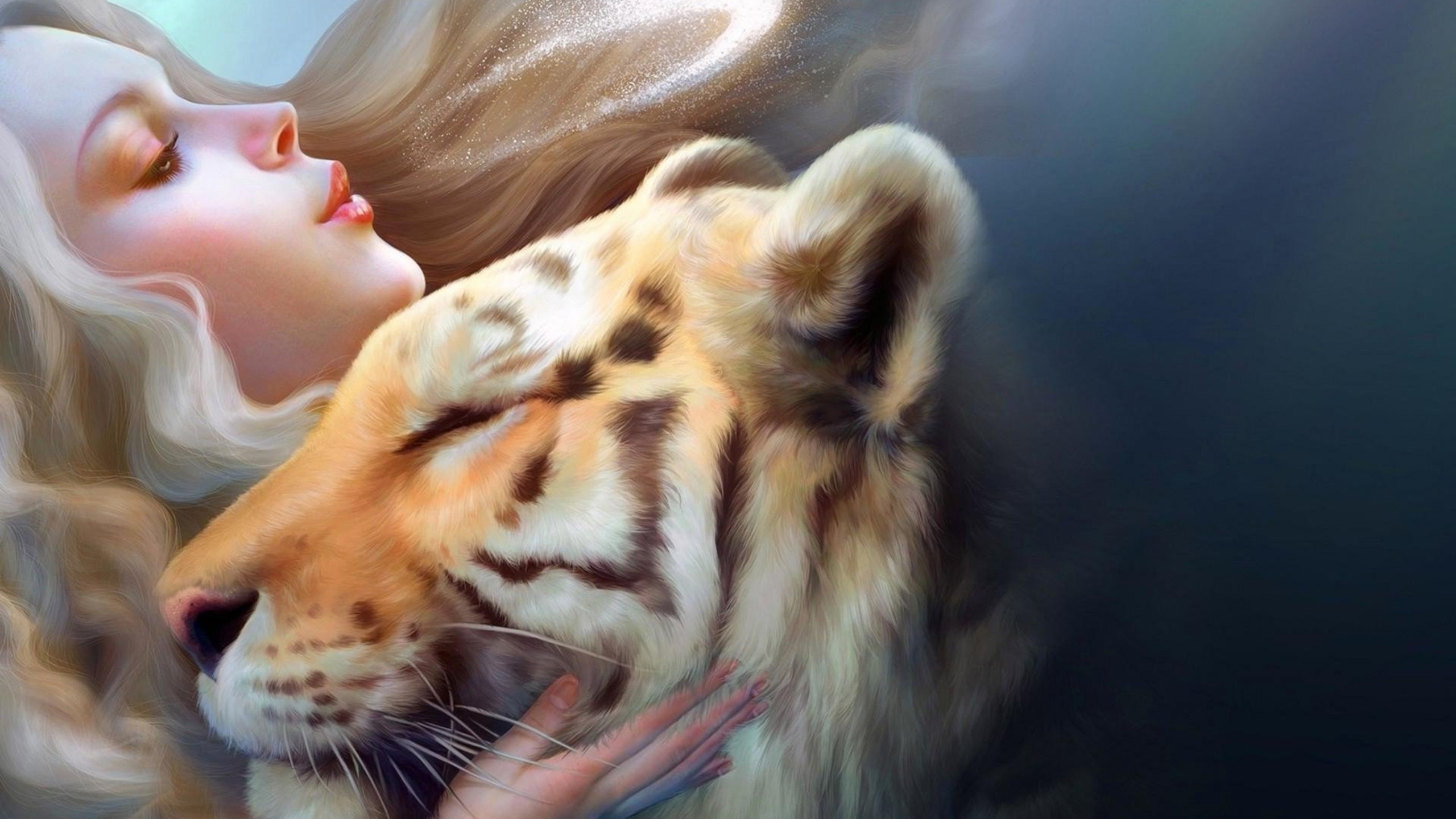 Russian Women With Tiger Illustration Wallpapers