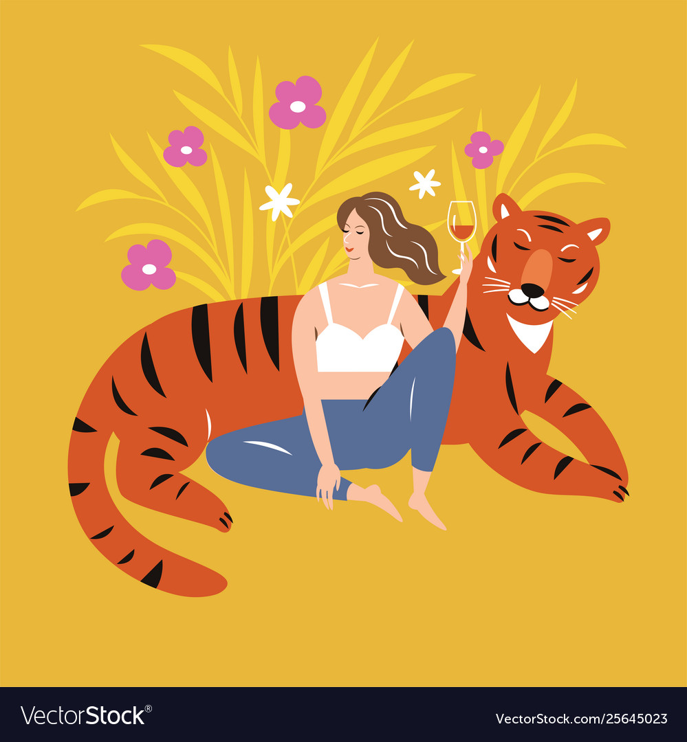 Russian Women With Tiger Illustration Wallpapers