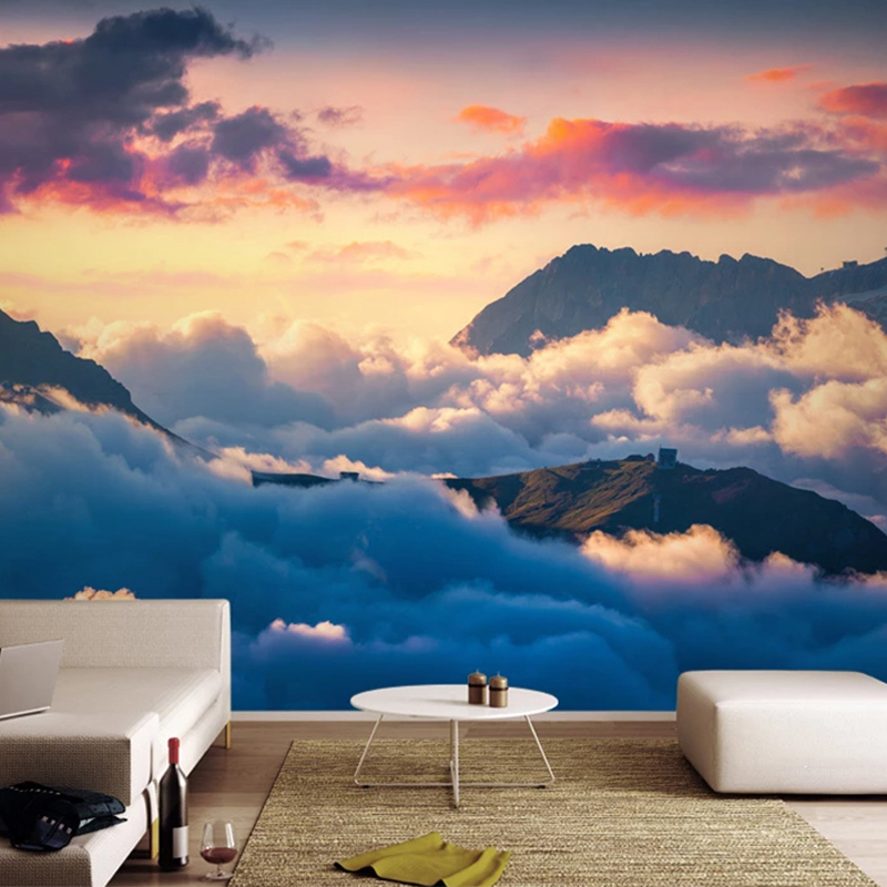 Scenery Of Mountain And Cloud Painting Wallpapers