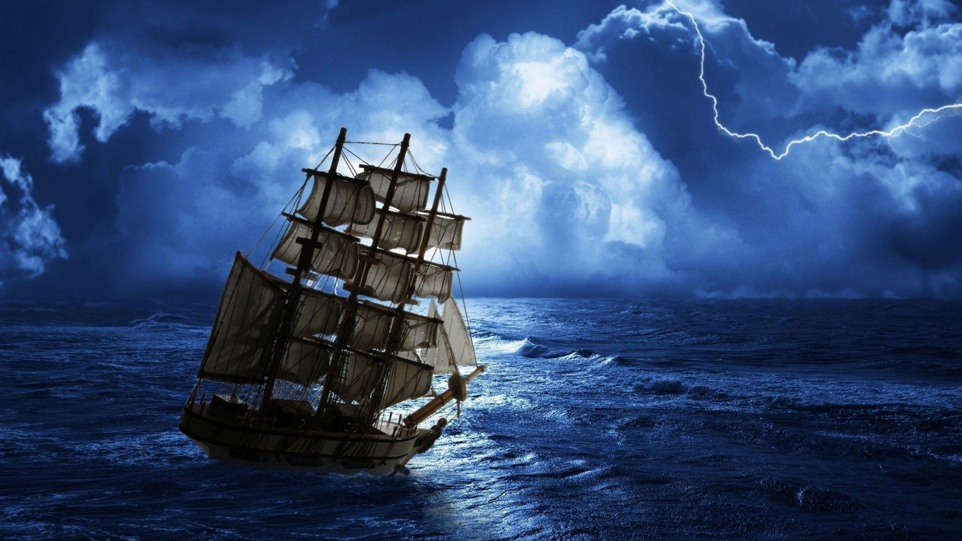 Ship On The Ocean Artistic Wallpapers