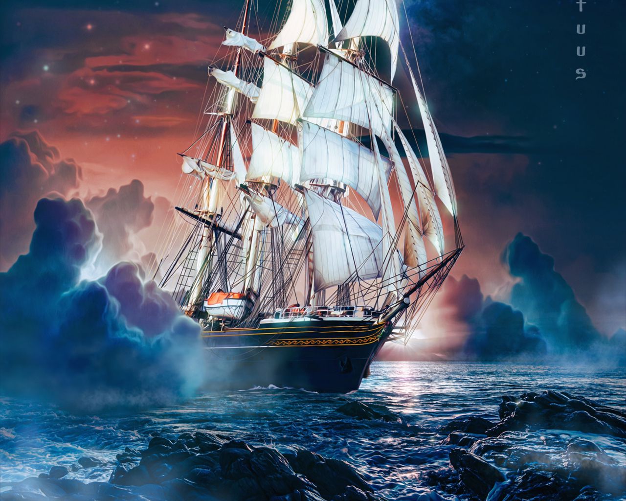 Ship On The Ocean Artistic Wallpapers