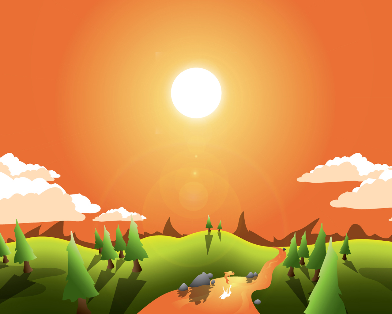 Simple Landscape Illustration Wallpapers