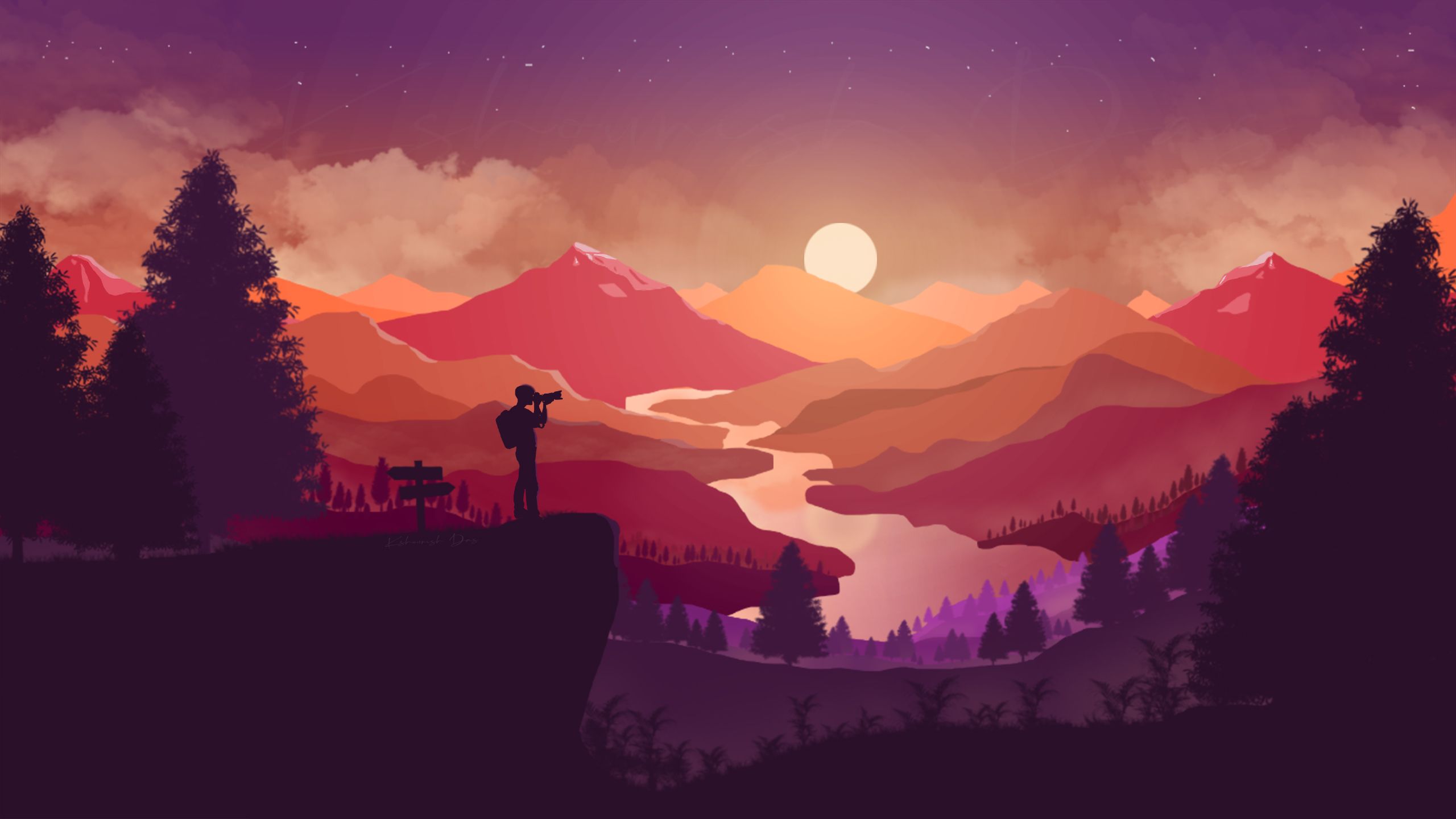 Simple Landscape Illustration Wallpapers