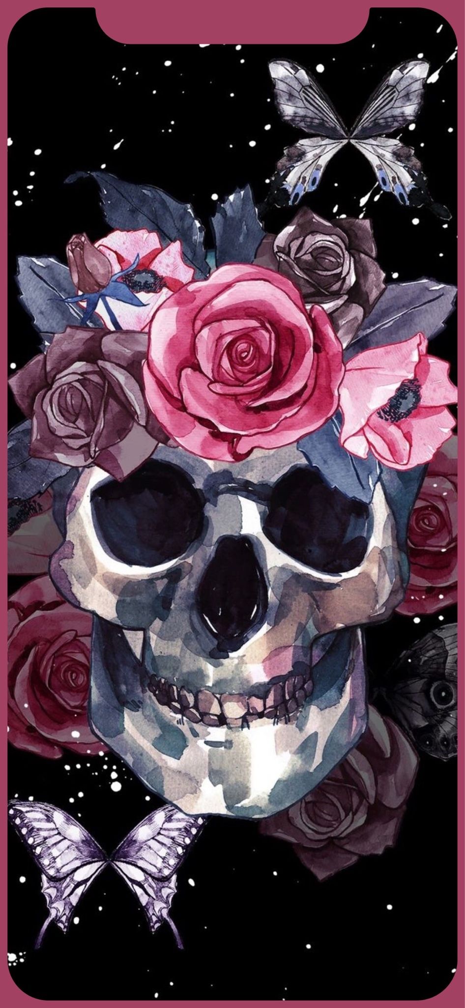 Skull Colorful Flowers Wallpapers