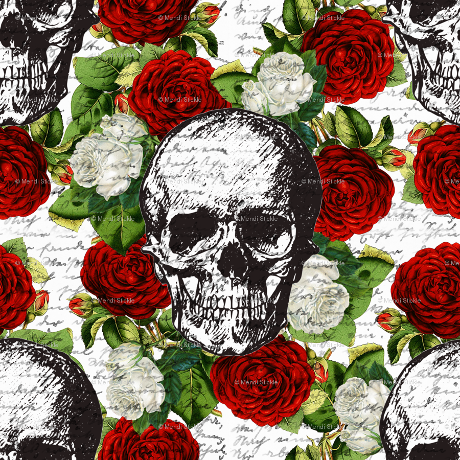 Skull Colorful Flowers Wallpapers