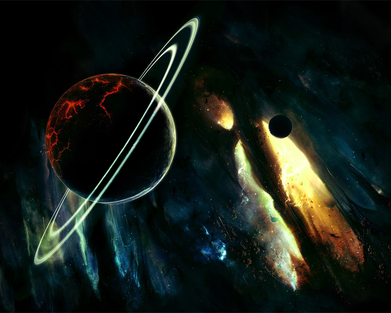 Space Planetary Rings Digital Art Wallpapers