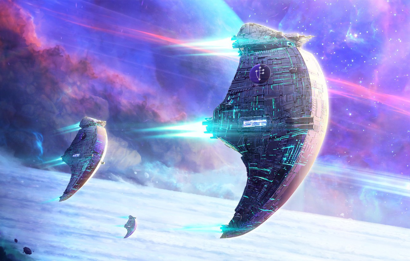 Spaceship In Galaxy Art Wallpapers
