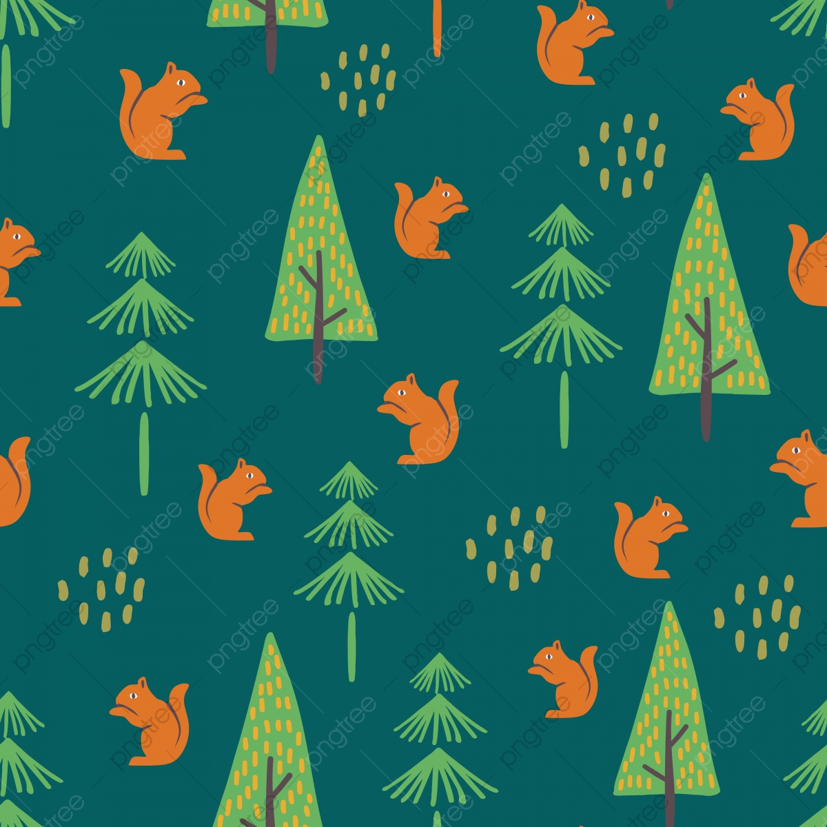 Squirrel In Forest Illustration Wallpapers