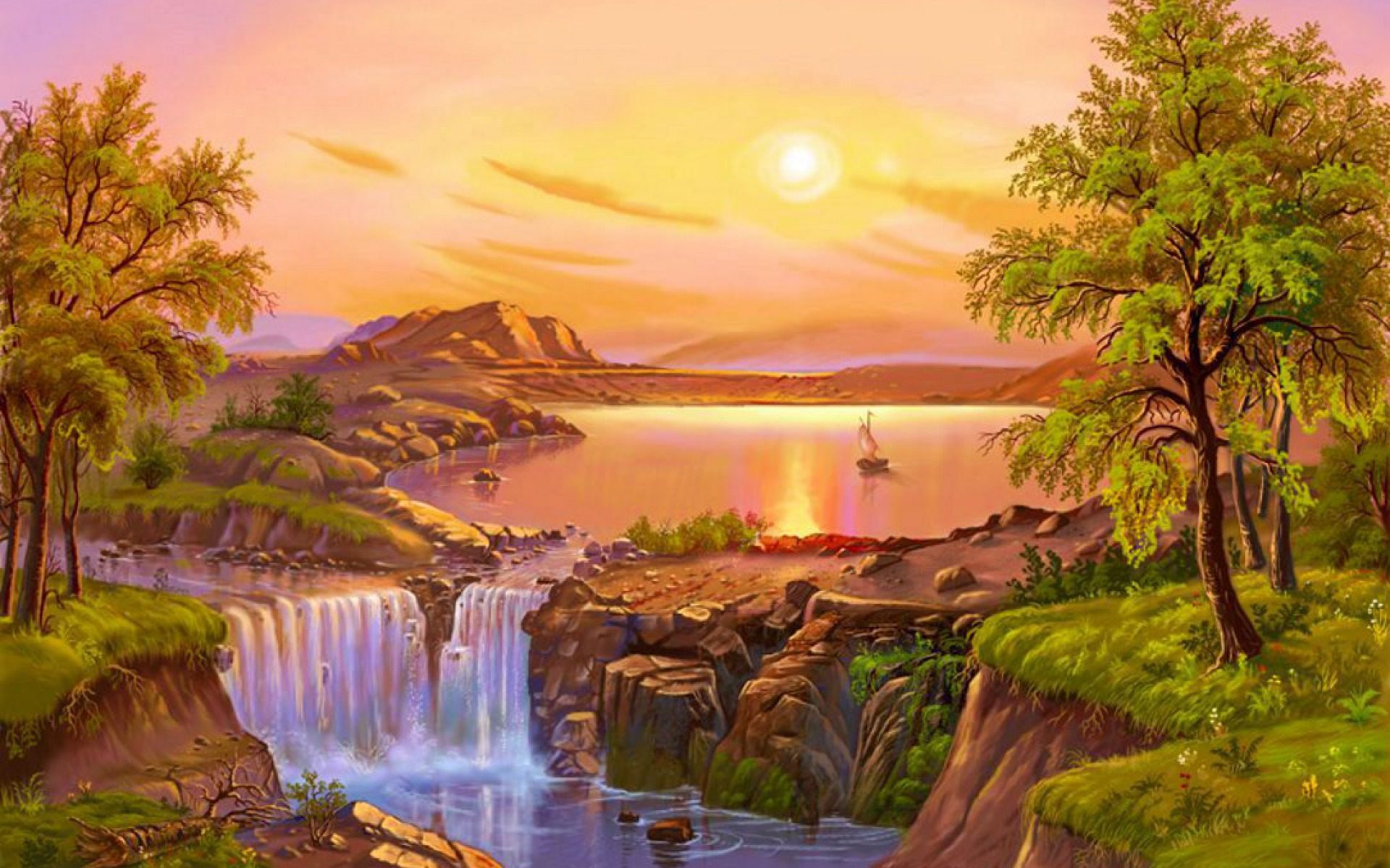 Summer On The Lake Art Wallpapers