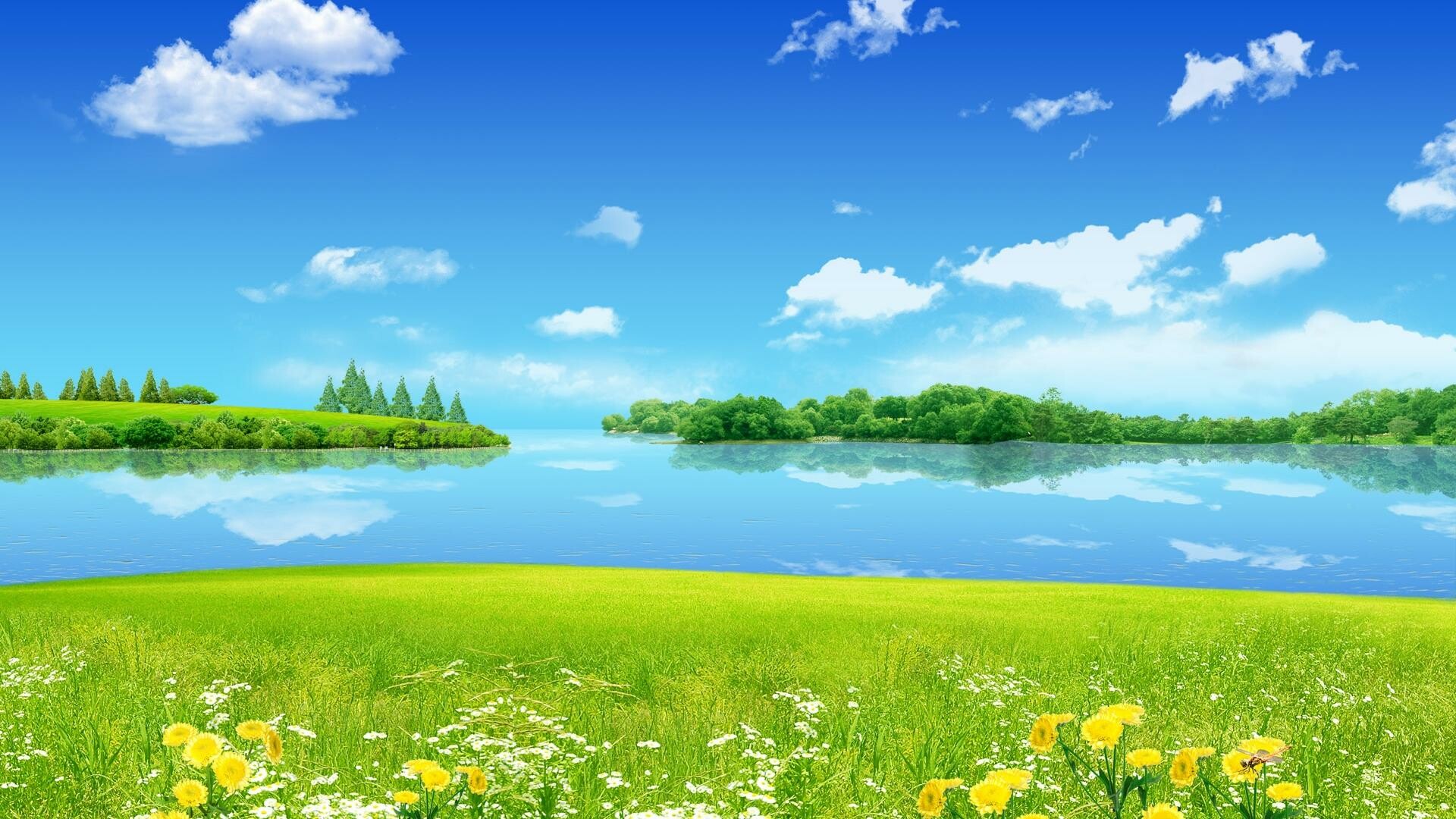 Summer On The Lake Art Wallpapers