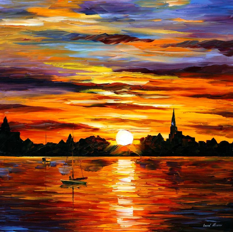 Sunset - Oil On Canvas Wallpapers