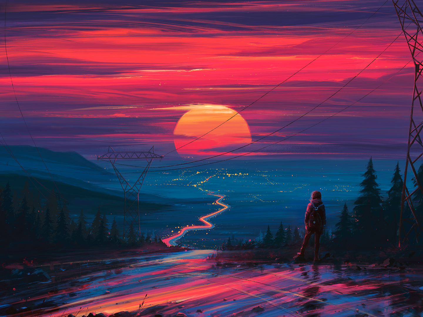 Sunset Painting Artwork Wallpapers