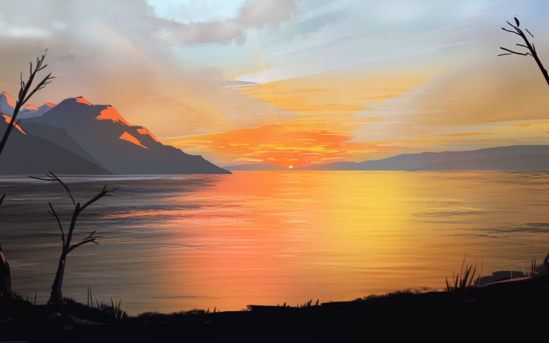 Sunset Painting Artwork Wallpapers