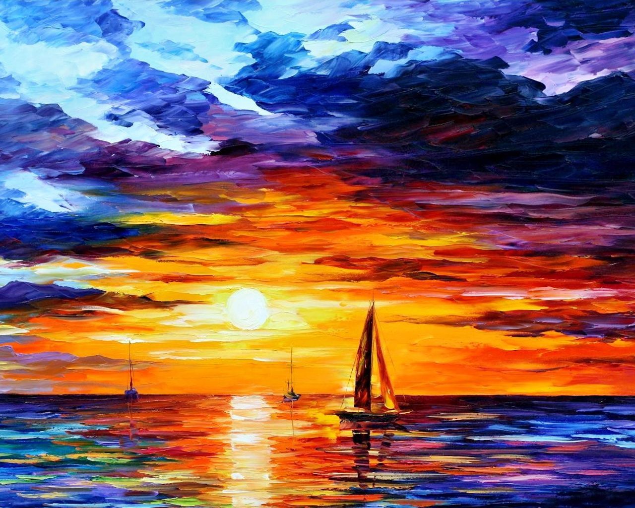 Sunset Painting Artwork Wallpapers