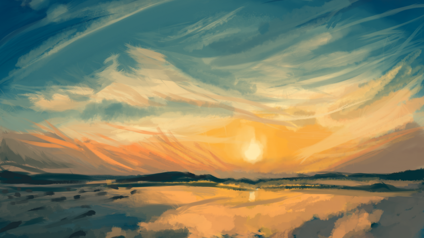 Sunset Painting Artwork Wallpapers