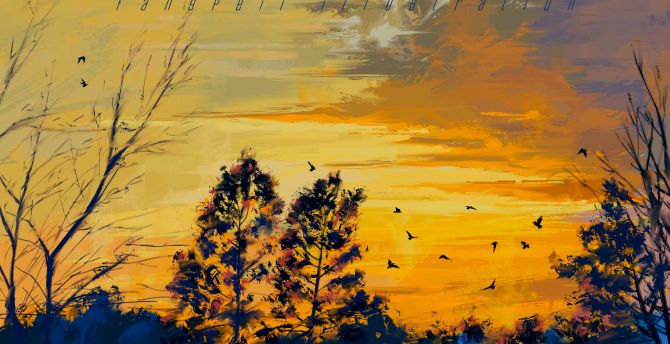 Sunset Painting Artwork Wallpapers