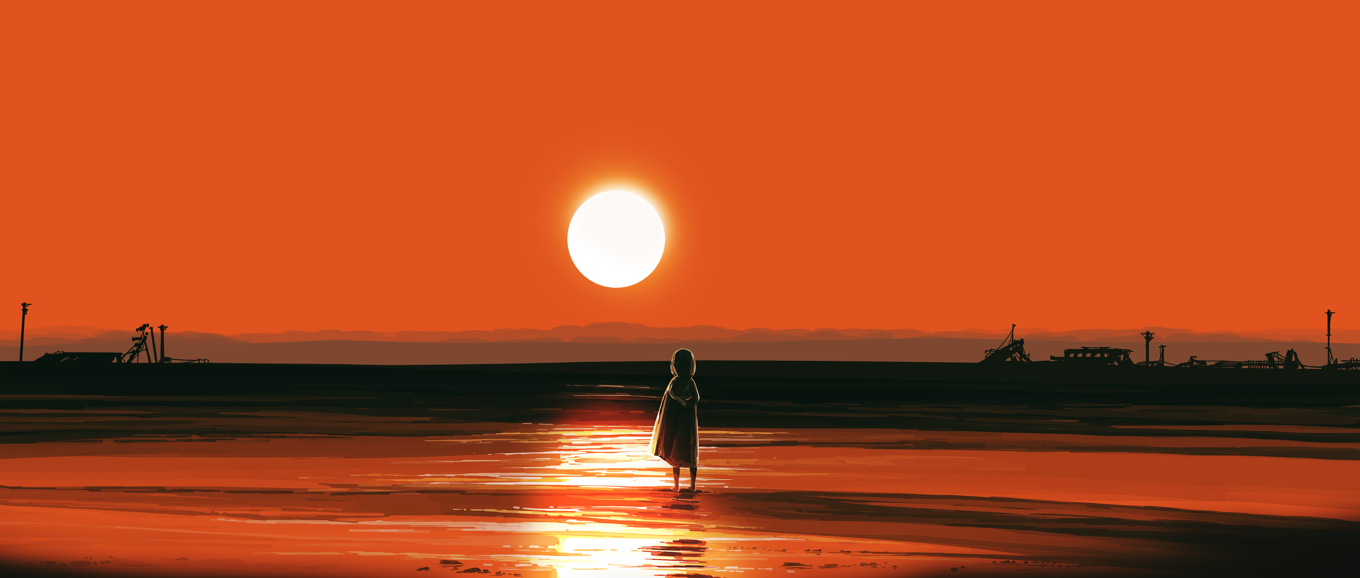 Sunset Painting Artwork Wallpapers