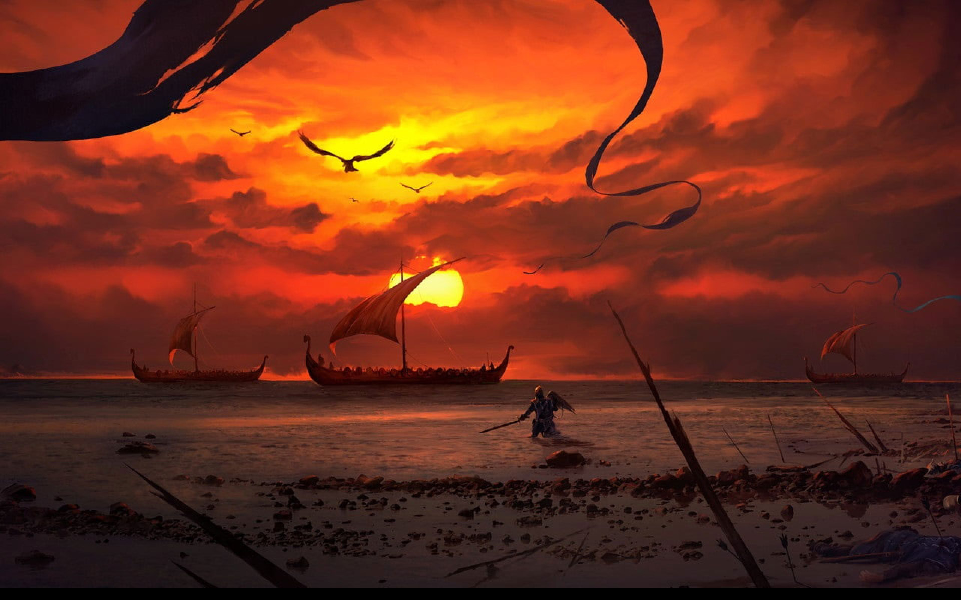 Sunset Painting Artwork Wallpapers