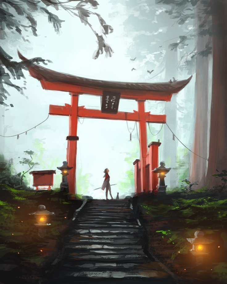 Torii Gate Paint Art Wallpapers