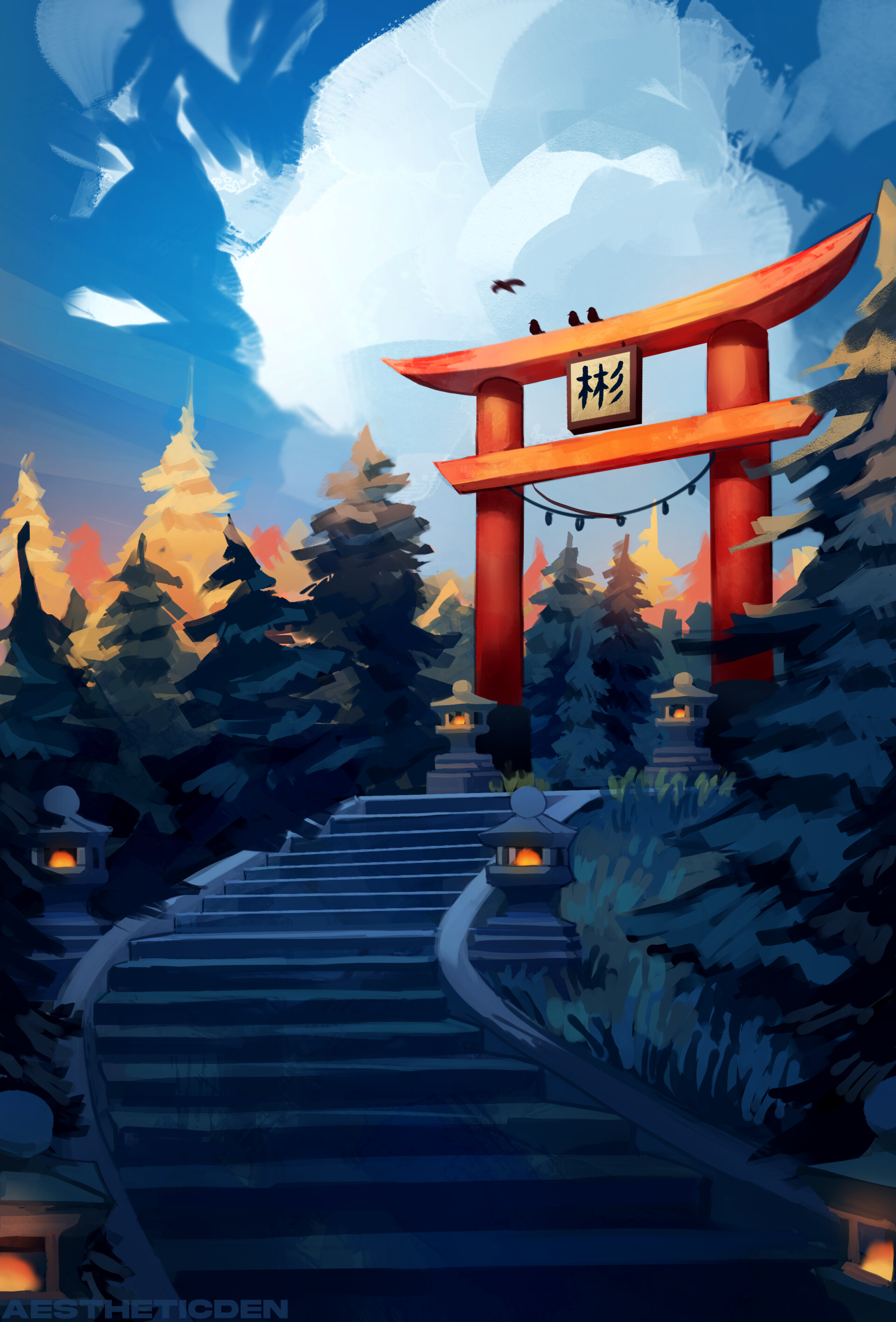 Torii Gate Paint Art Wallpapers