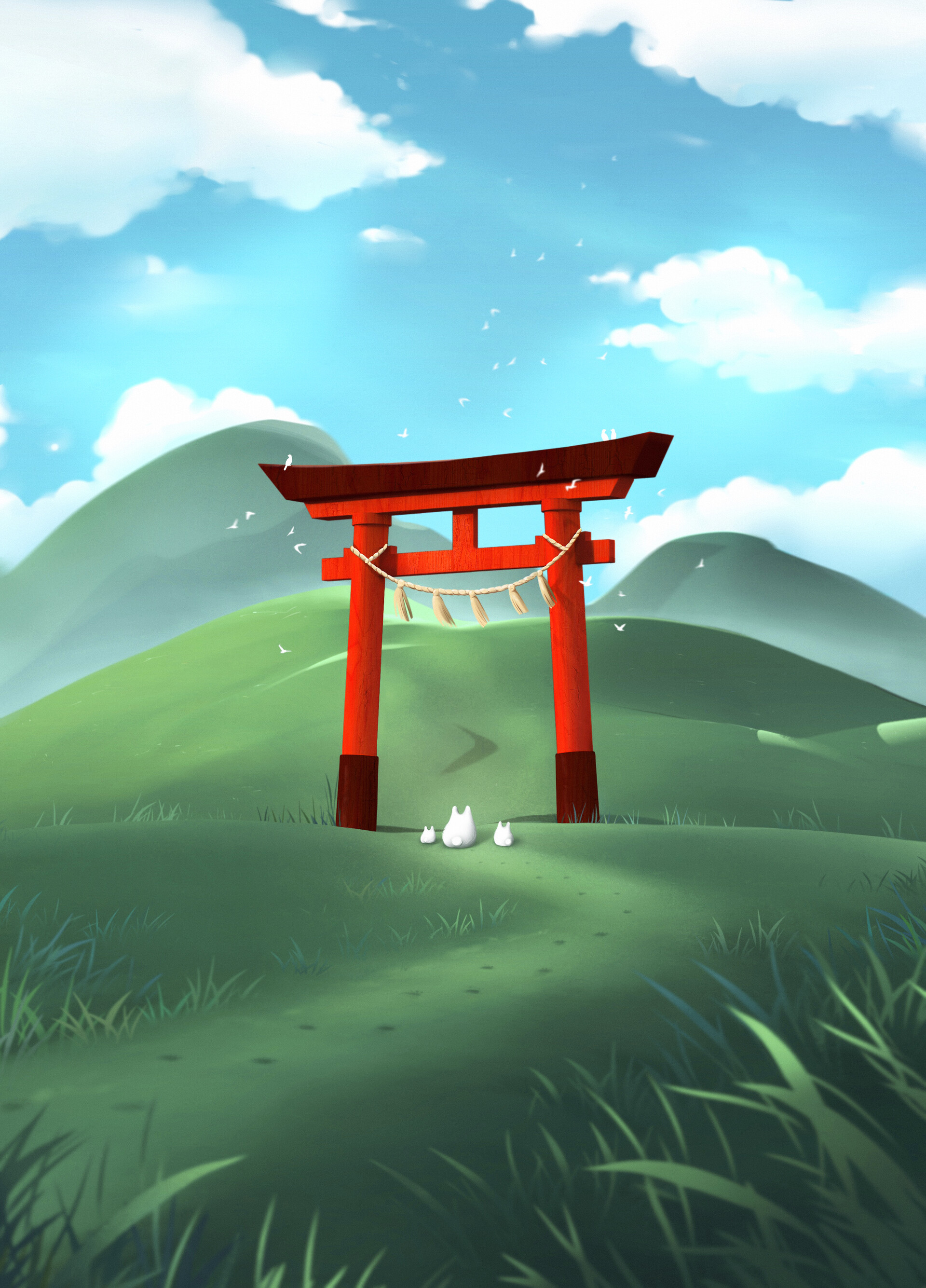 Torii Gate Paint Art Wallpapers