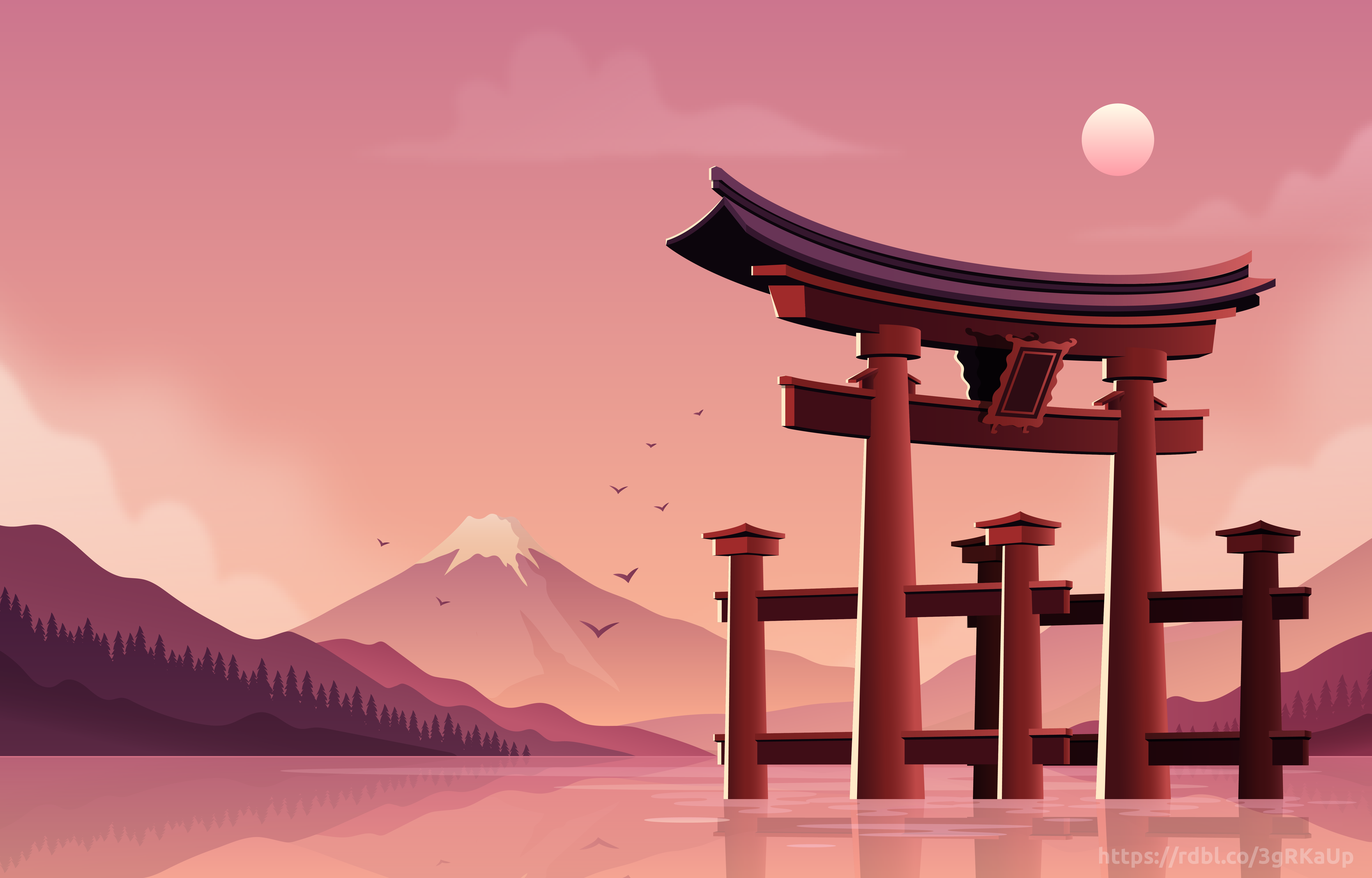 Torii Gate Paint Art Wallpapers