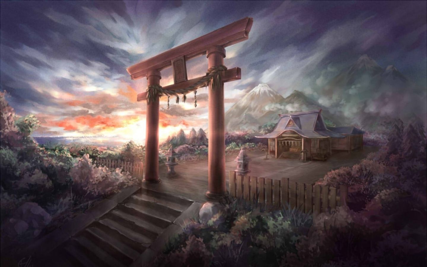 Torii Gate Paint Art Wallpapers