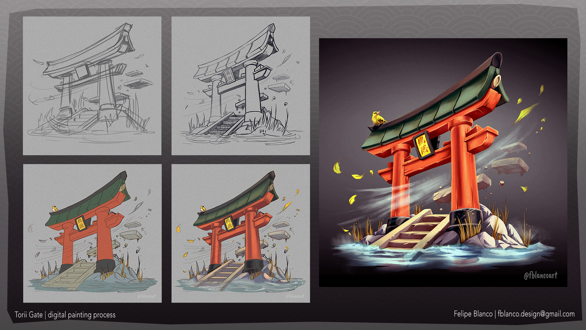 Torii Gate Paint Art Wallpapers