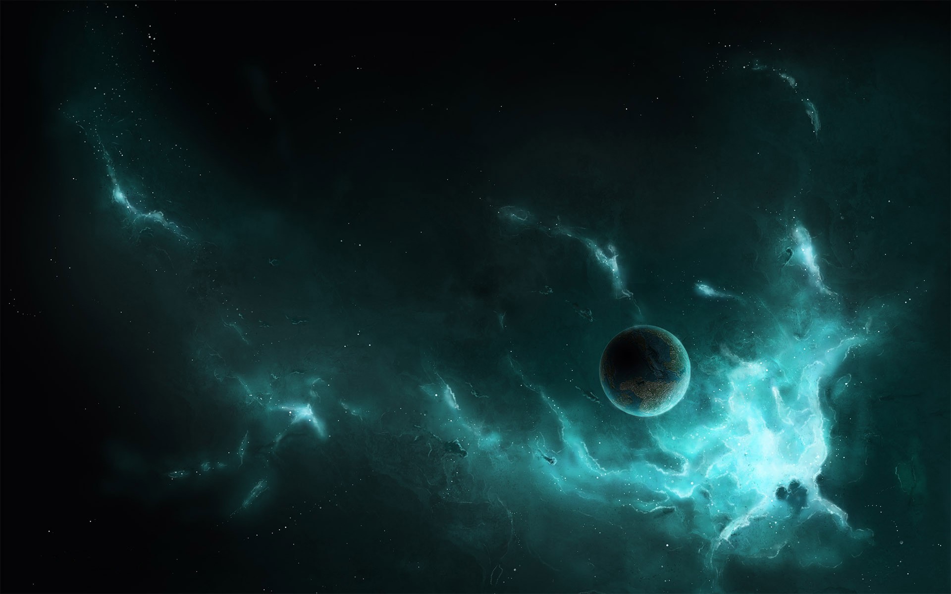 Turquoise Space Digital Art Wallpapers