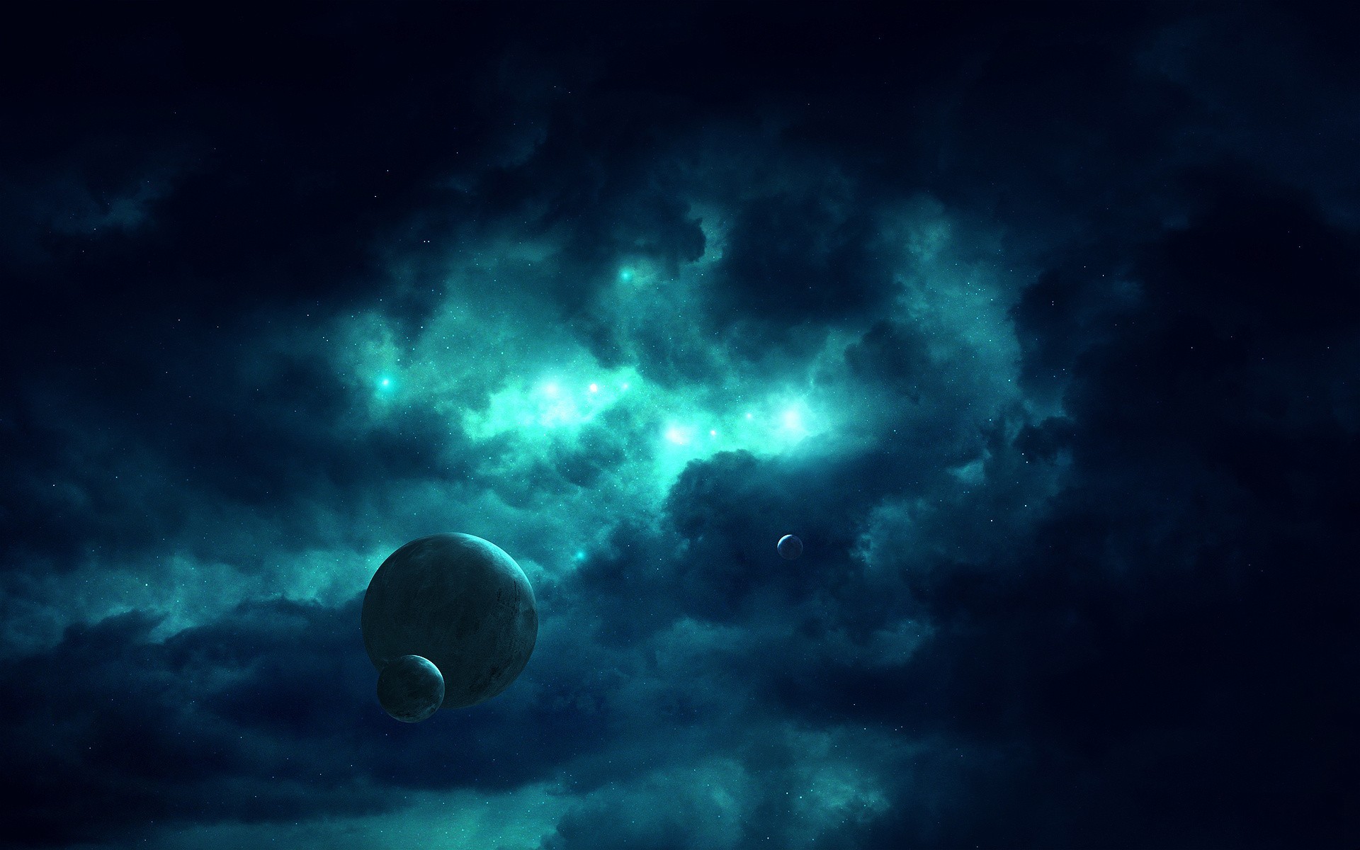 Turquoise Space Digital Art Wallpapers