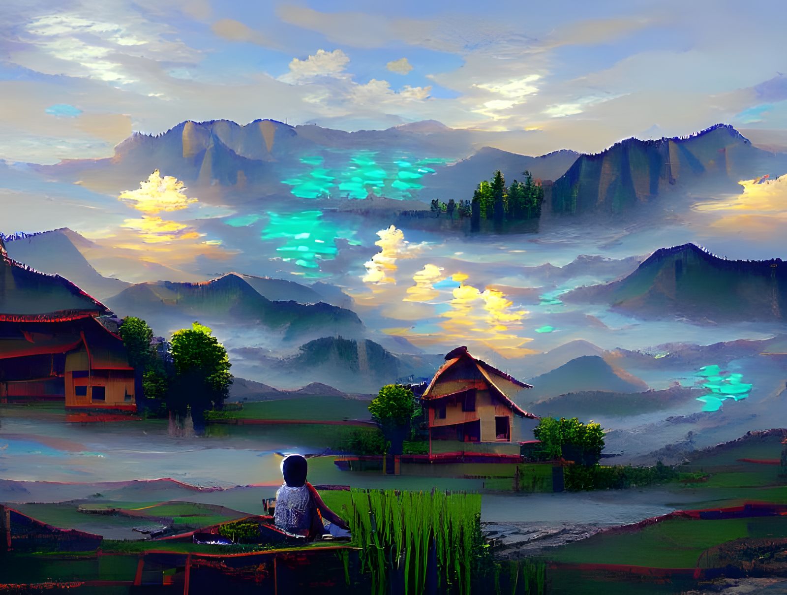 Village Scenery Digital Art Wallpapers