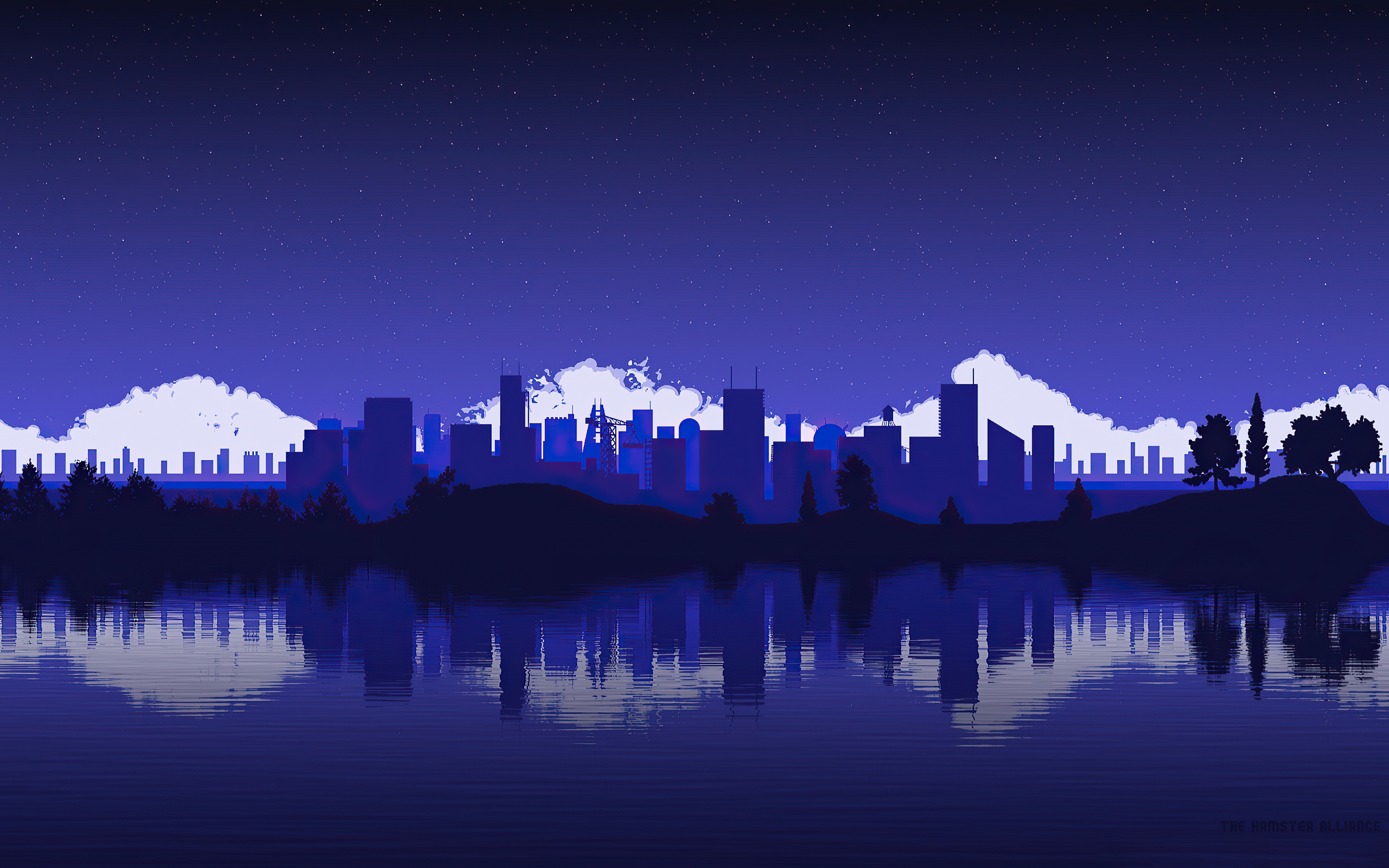 Yellow City Vector Reflection Wallpapers