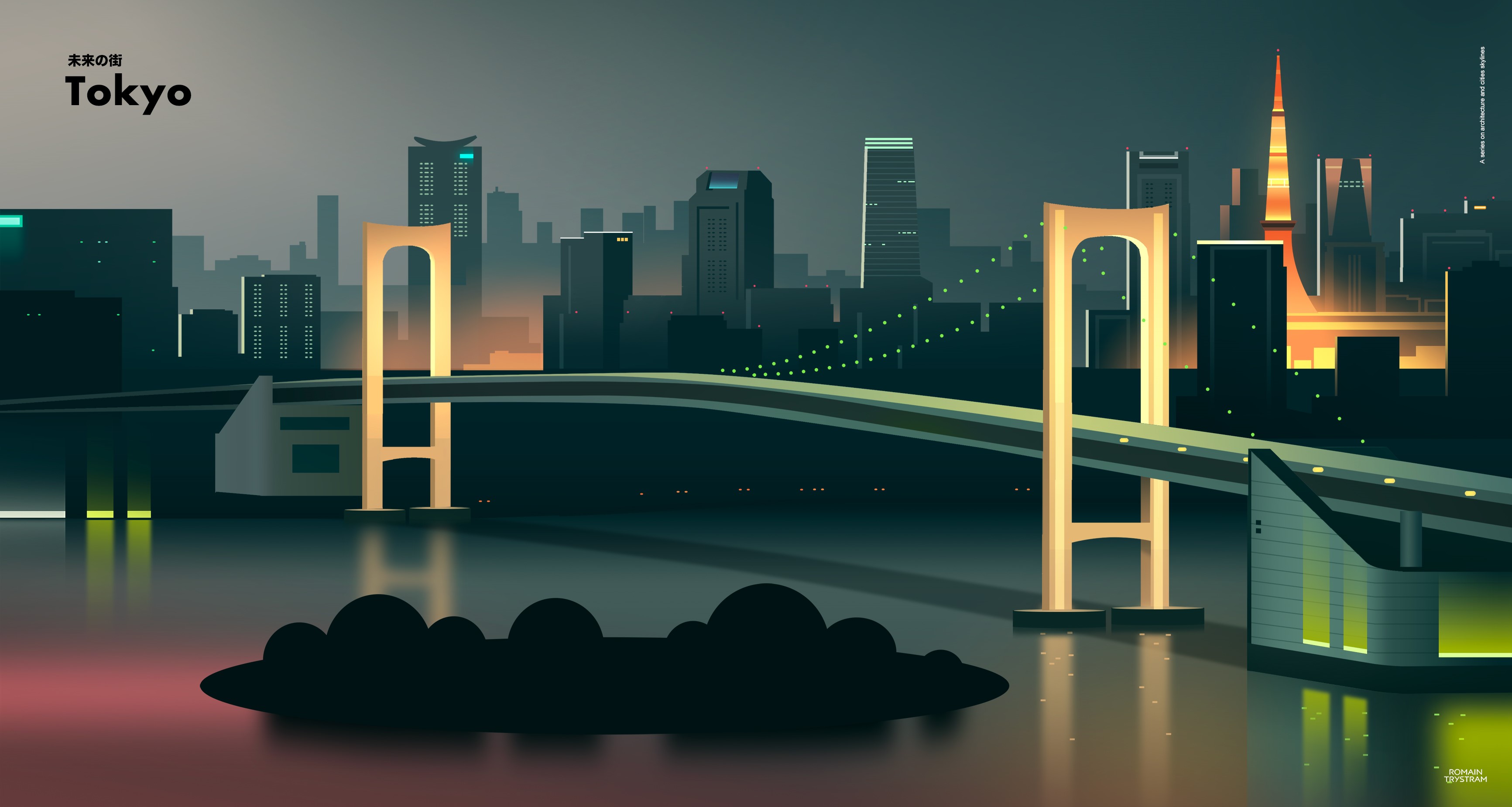 Yellow City Vector Reflection Wallpapers