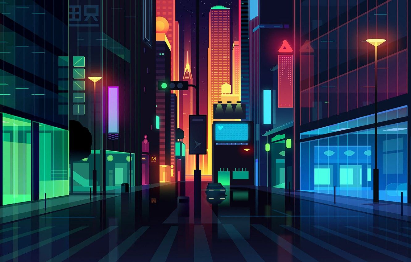 Yellow City Vector Reflection Wallpapers