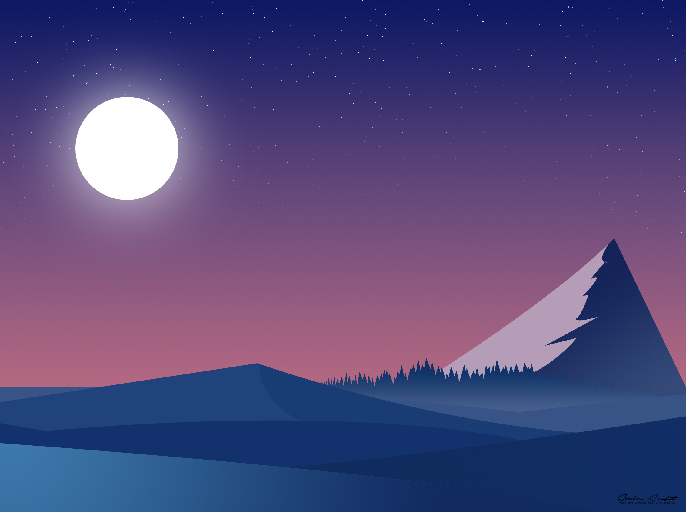 Between Mountains Minimal Art Wallpapers