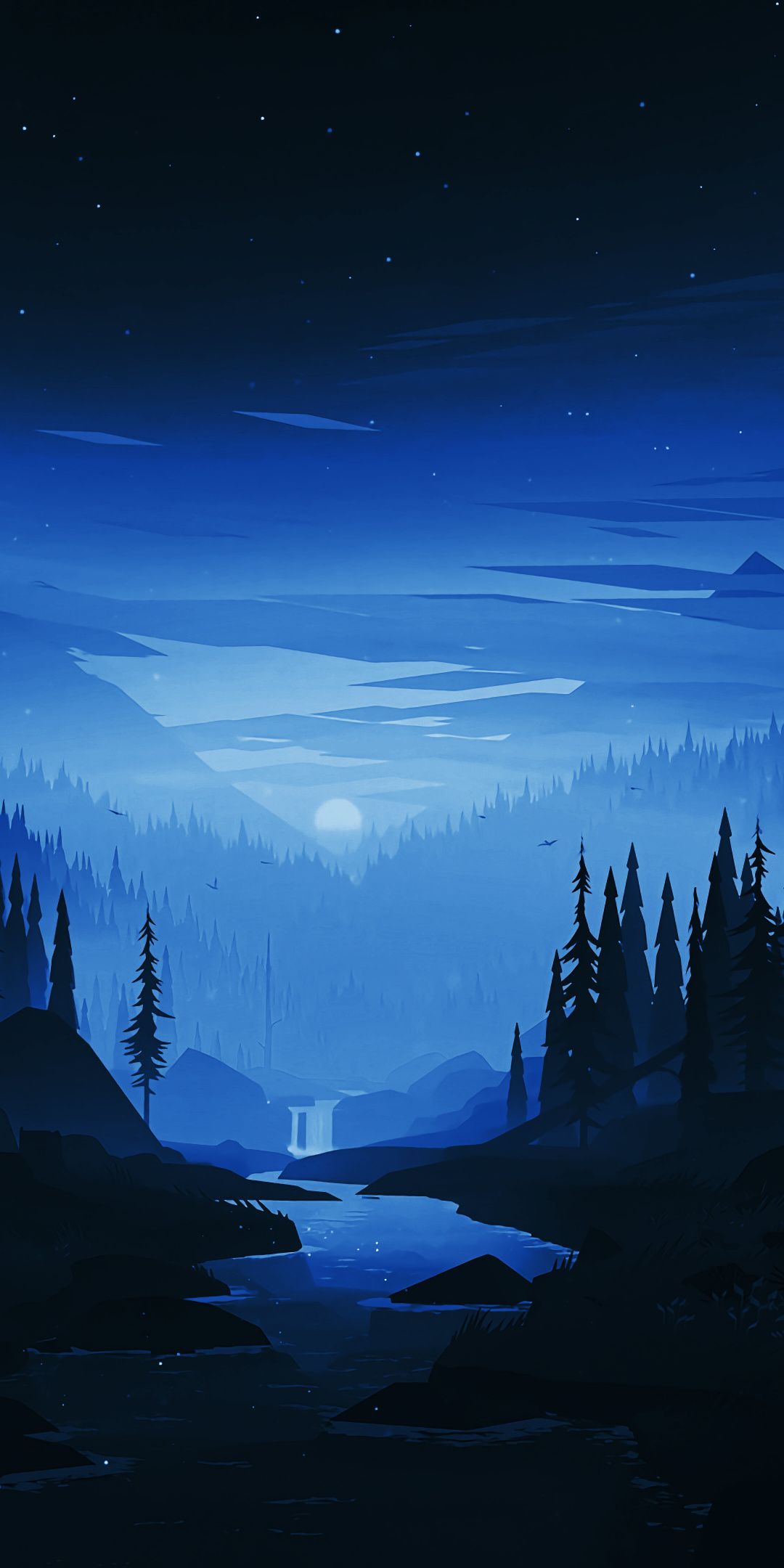 Cool Landscape Night Minimal Art Wallpapers