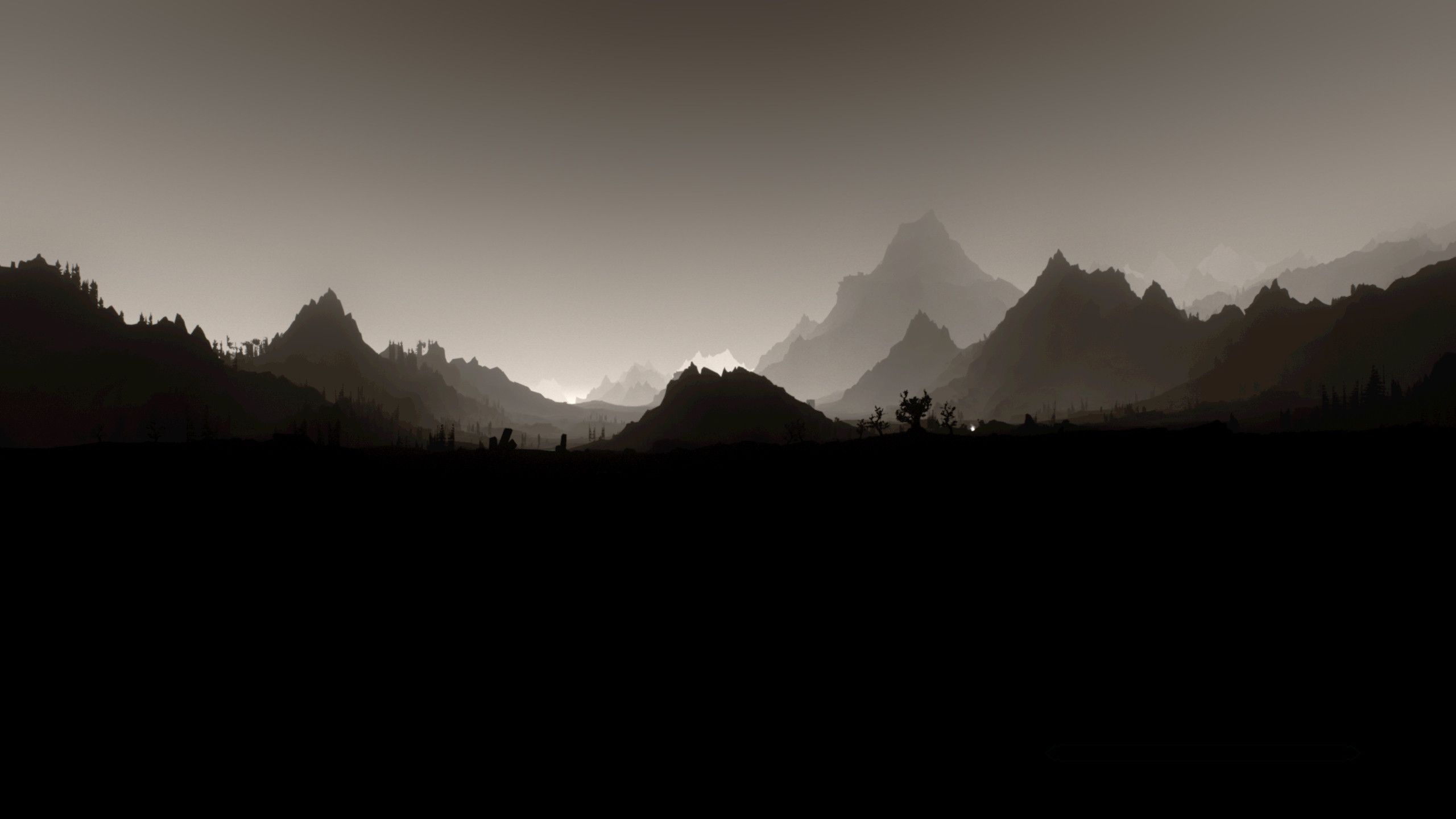 Dark Minimal Mountains At Night Wallpapers