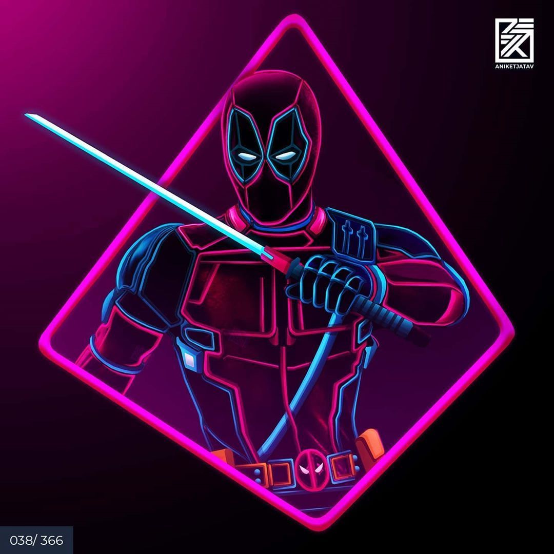 Deadpool Neon Minimal Wallpapers