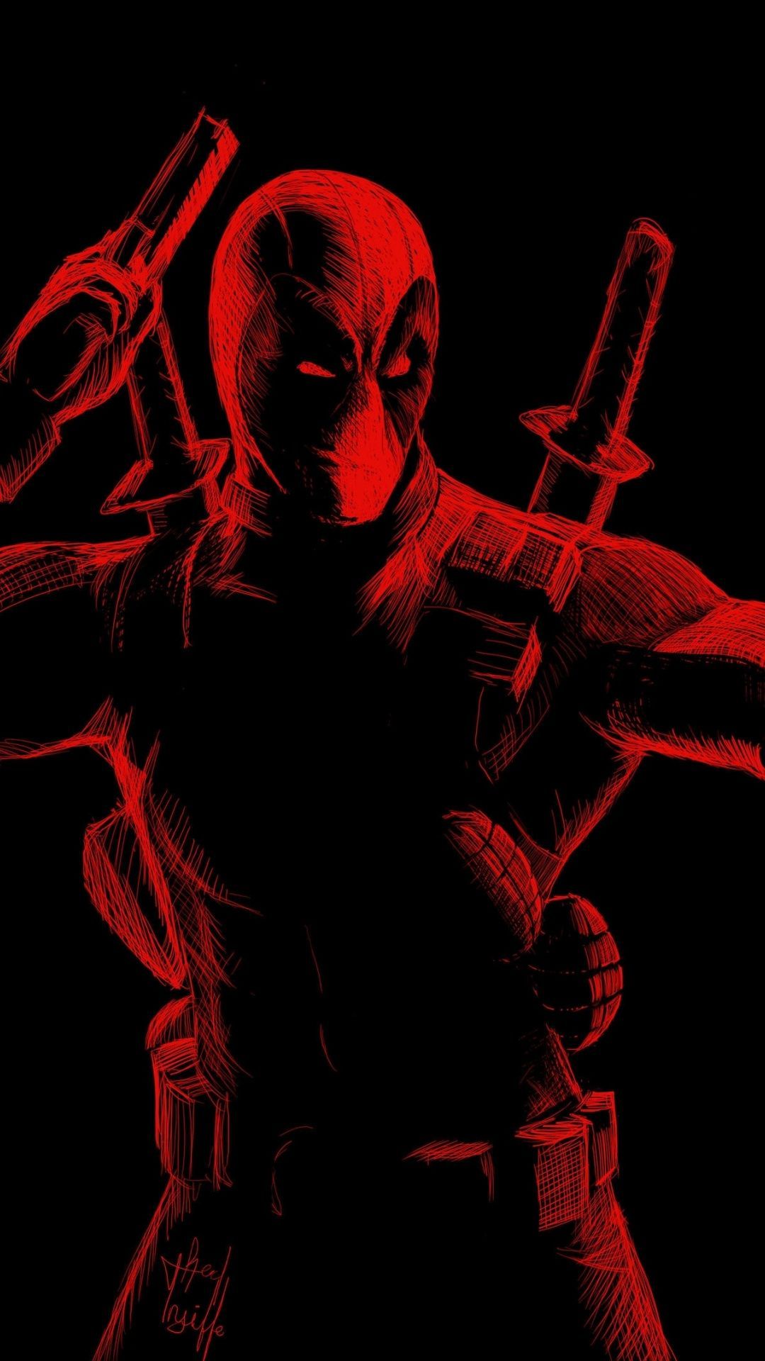 Deadpool With Guns Up Wallpapers