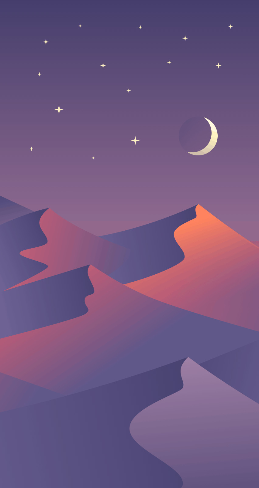 Desert Night Illustration Wallpapers