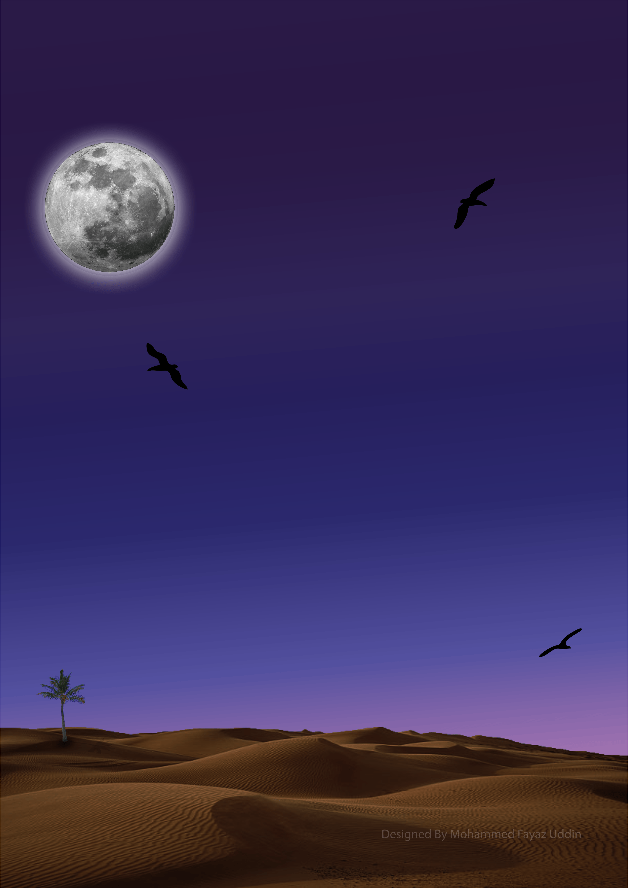 Desert Nights Moon 5K Minimalism Wallpapers