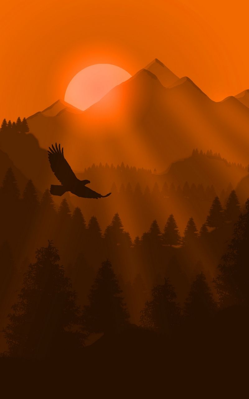 Eagle Mountain Sunset Minimalist Wallpapers