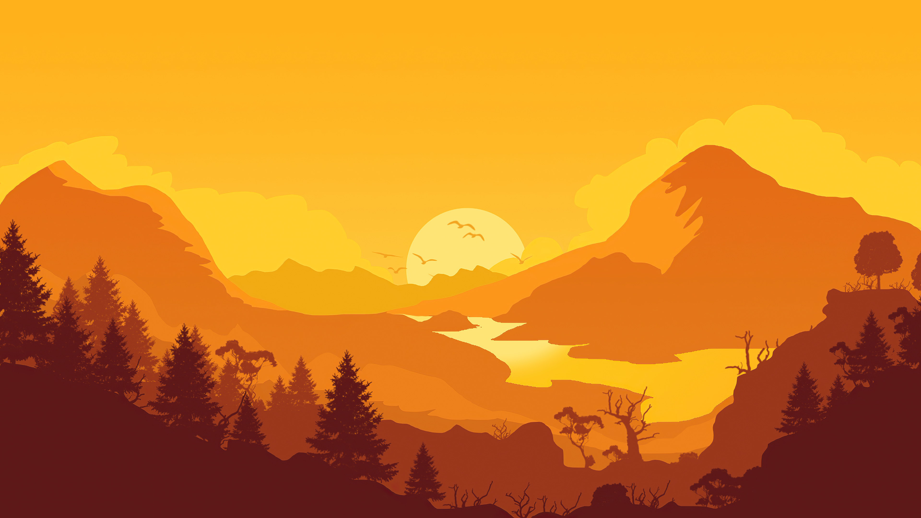 Firewatch Sunrise Minimal Wallpapers