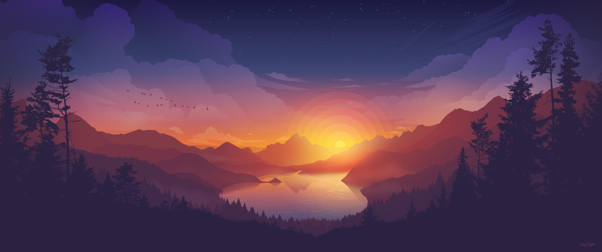 Firewatch Sunrise Minimal Wallpapers