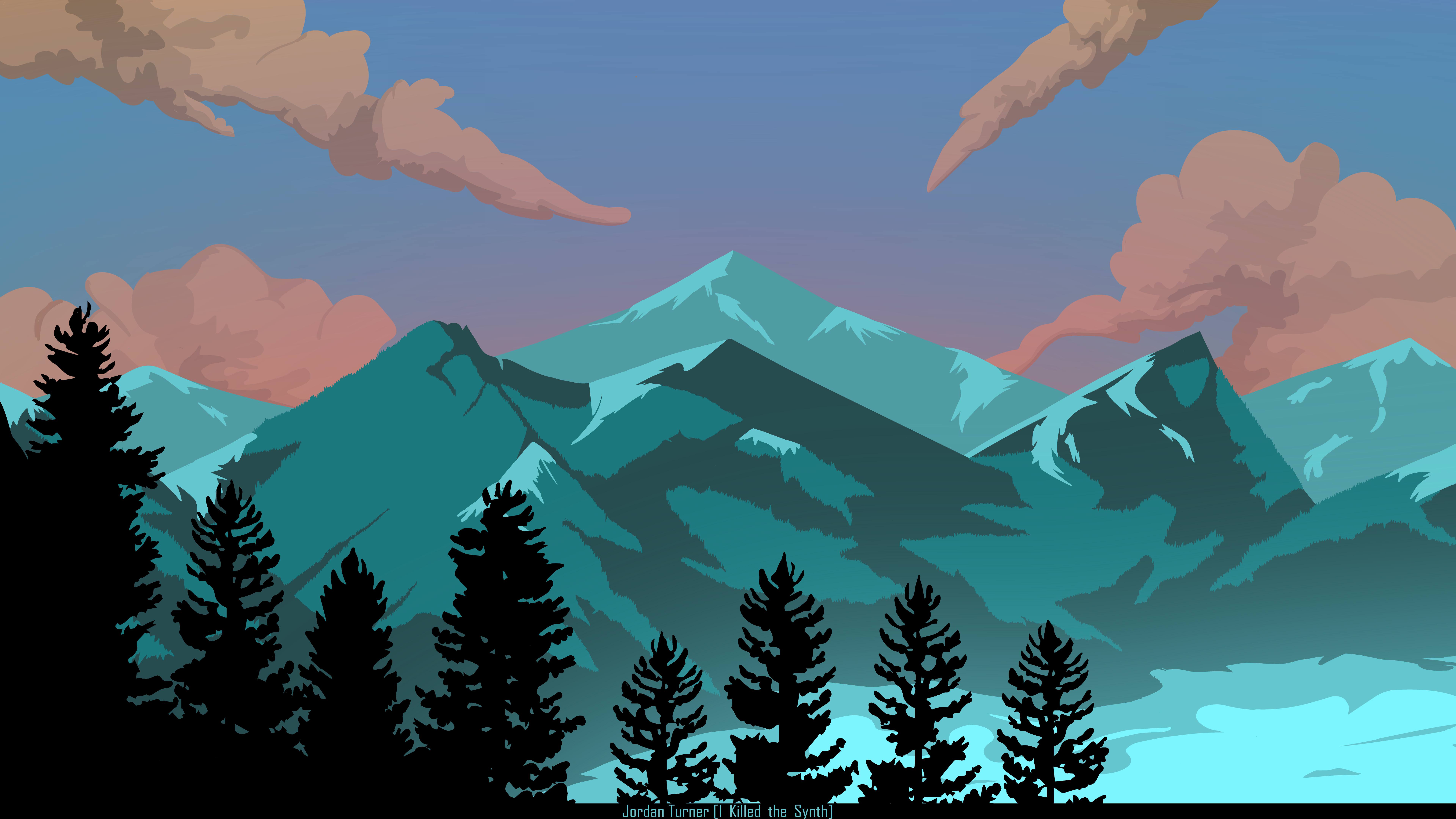 Forest And Mountains Illustrations Wallpapers