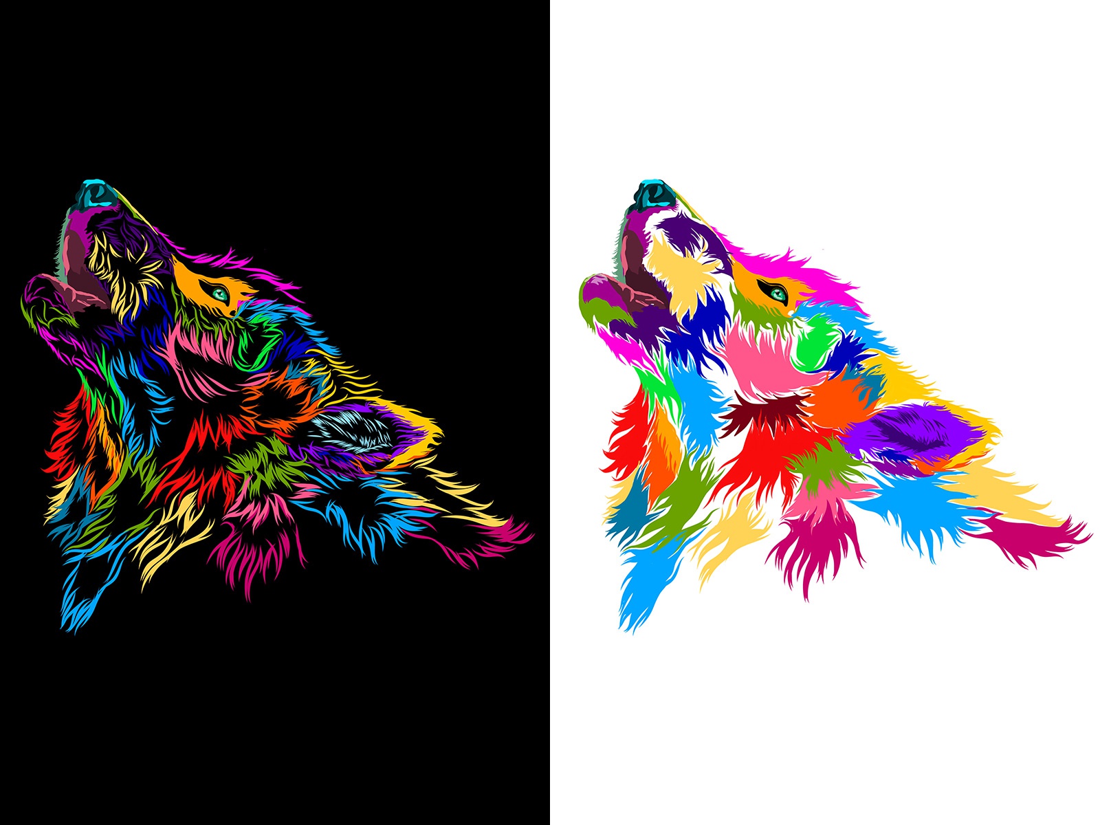 Howling Wolf Gradient Wallpapers