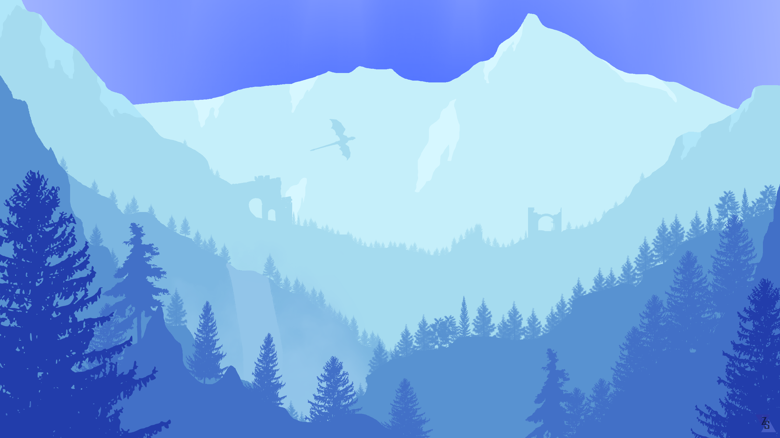 Minimalist Blue Mountains Wallpapers