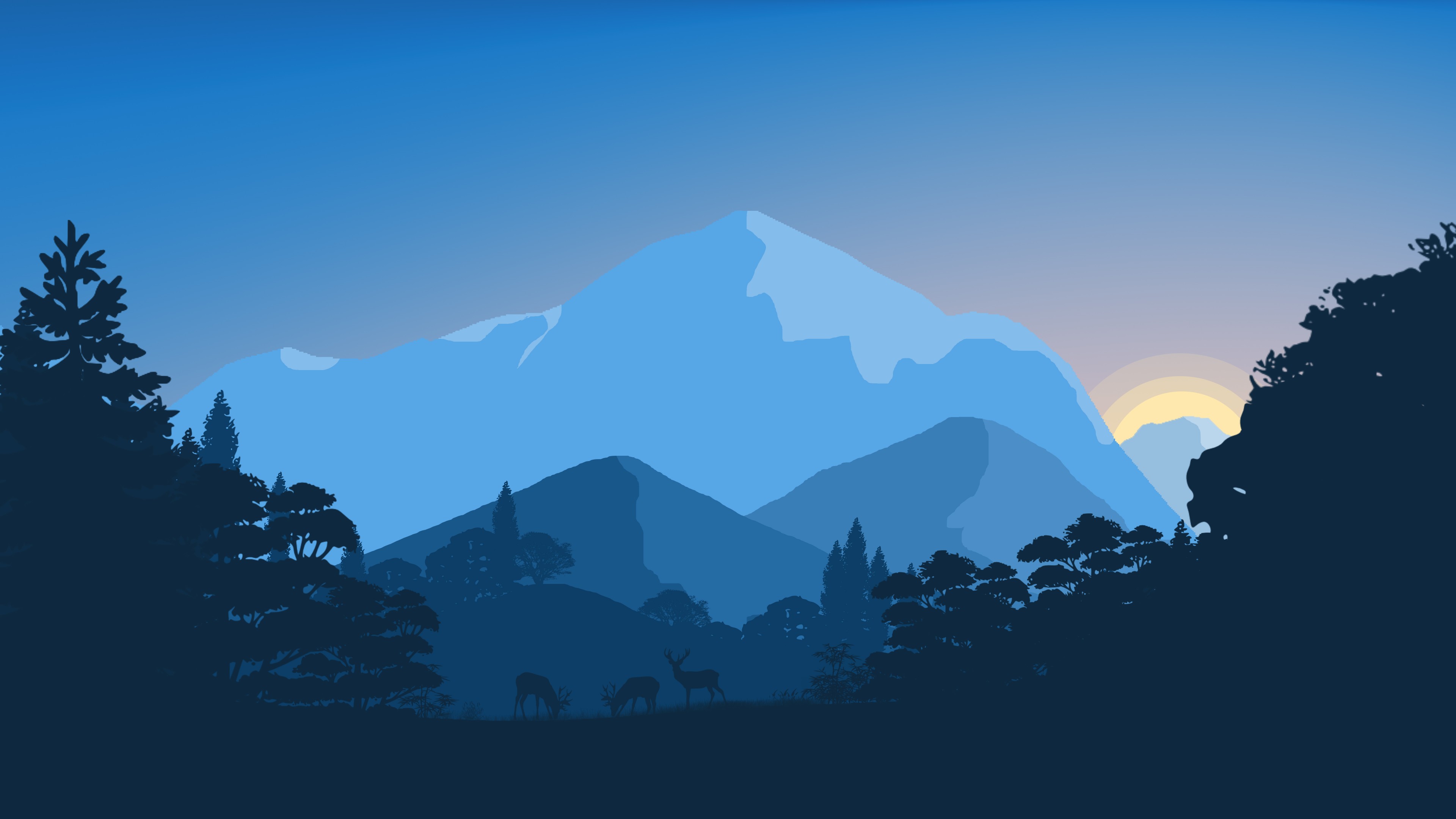 Minimalist Blue Mountains Wallpapers