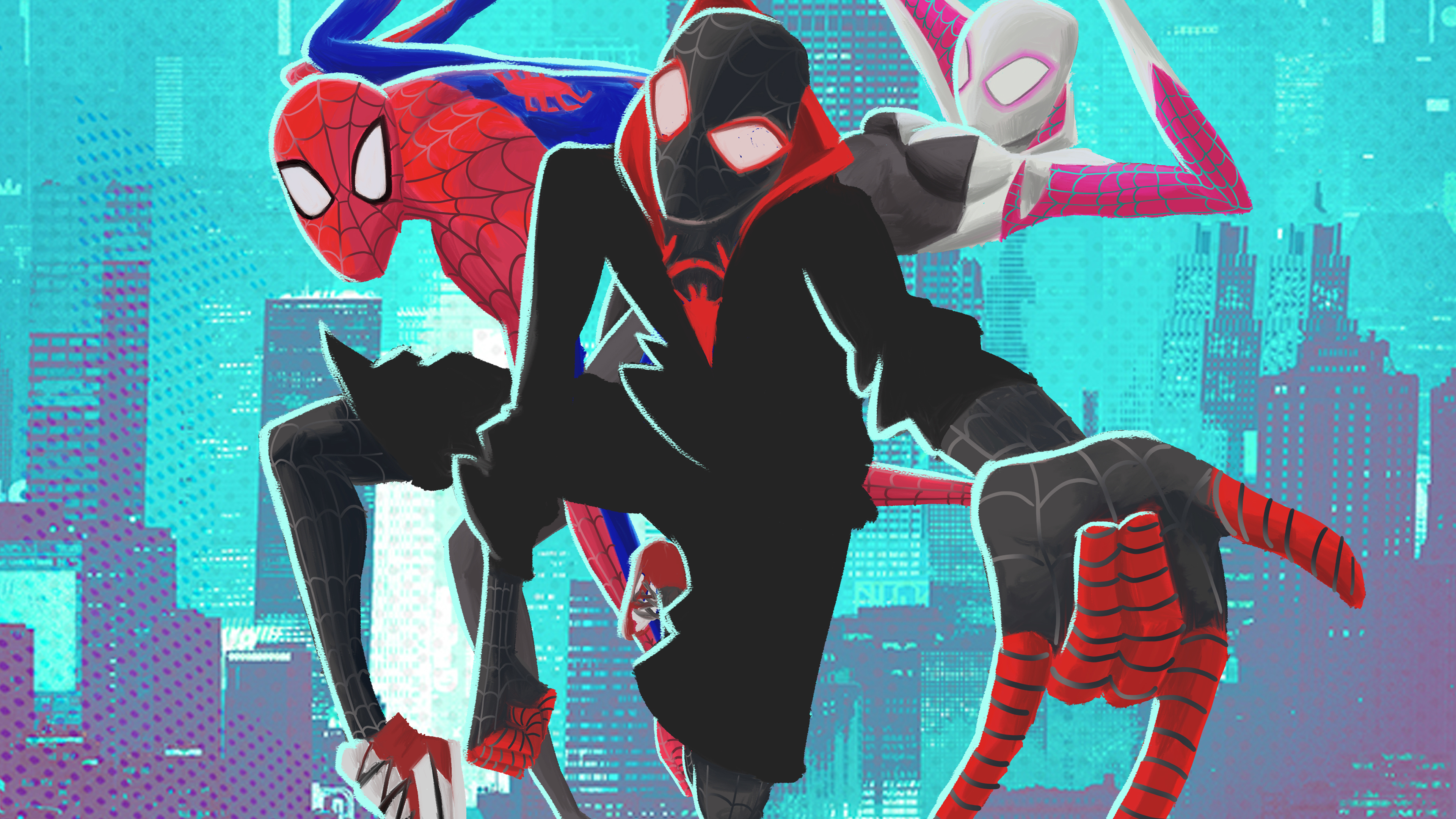 Minimalist Spiderman Into The Spider-Verse 4K Wallpapers